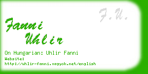 fanni uhlir business card